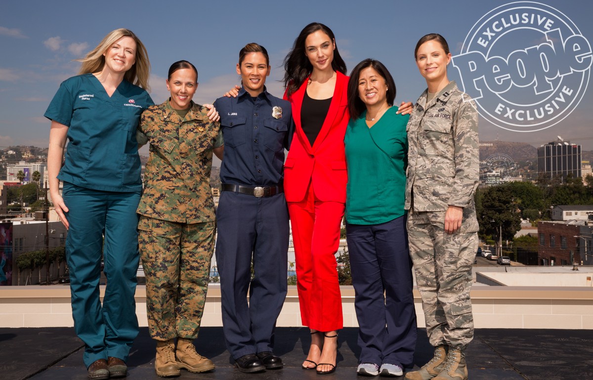 Gal Gadot photographed excluslively for People in Los Angeles California at Line 204 on October 18th 2017. L-R Kelly Lynch, Maj. Khadijah M. Nashagh, Lovie Jung, Dr. Yvette Kearl, Capt. Staci Rousee. Styling: Elizabeth Stewart/The Wall Group Makeup: Sabrina Bedrani/Dior Beauty/The Wall Group Hair: Anh Co Tran/L'Oreal/Tracey Mattingly HIGH RES