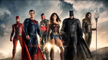 Image of the cast of Justice League, including Gal Gadot as Wonder Woman, Henry Cavill as Superman, and Ben Affleck as Batman