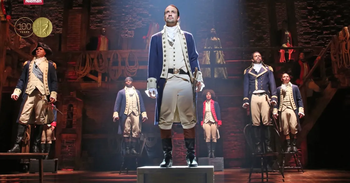 image: screencap Lin-Manuel Miranda and the cast of Hamilton on Broadway