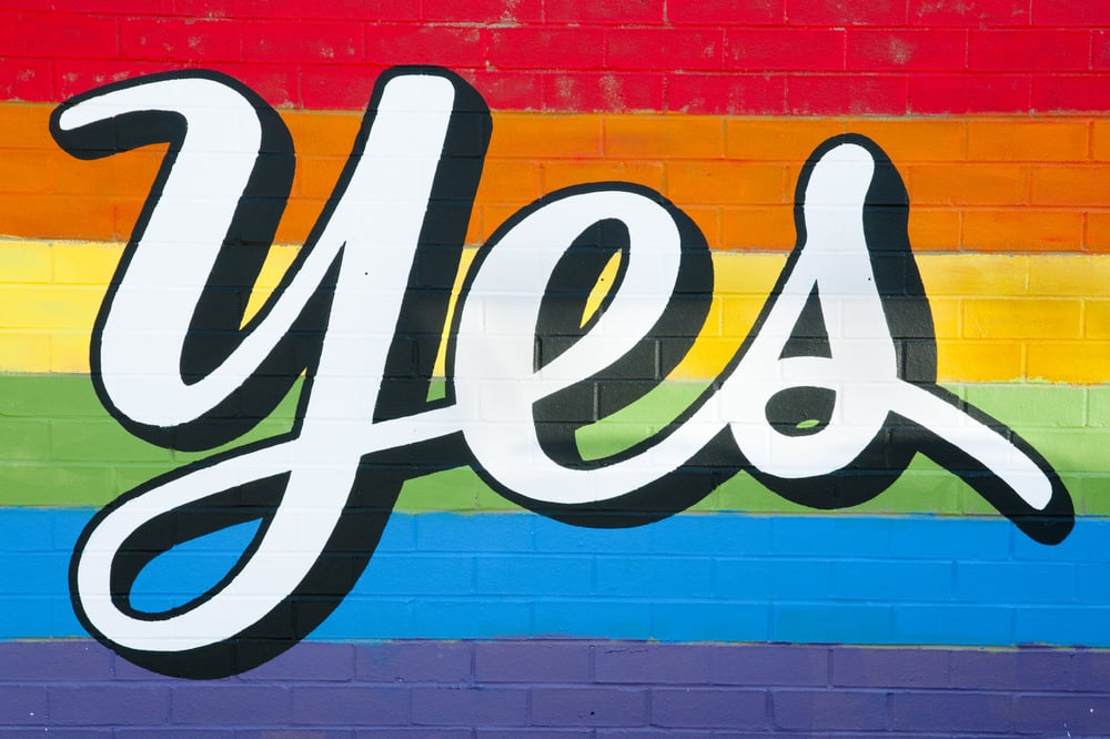 Shutterstock image of "Yes," supporting marriage equality and LGBT rights in Australia