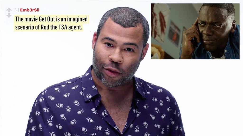 YouTube thumbnail of Jordan Peele discussing "Get Out" conspiracy theories for Vanity Fair