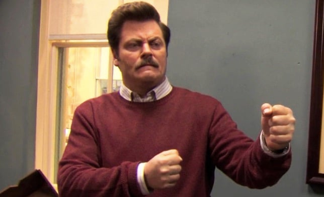 Ron Swanson ready to fight