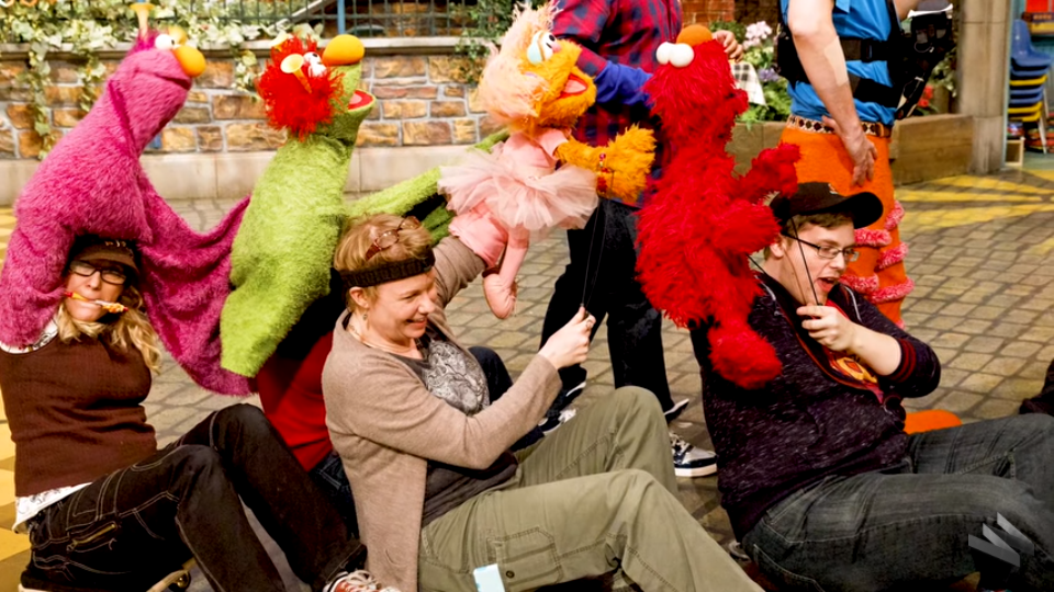 Screengrab of Wired's video about puppeteers' work on "Sesame Street"