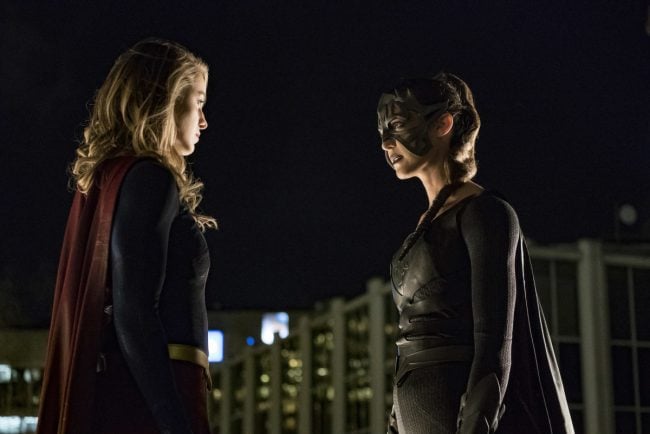 image: Colin Bentley/The CW Supergirl -- "Reign" -- Pictured (L-R): Melissa Benoist as Kara/Supergirl and Odette Annable as Samantha/Reign -- © 2017 The CW Network, LLC. All Rights Reserved