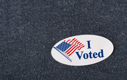 Shutterstock image of an "I Voted" sticker