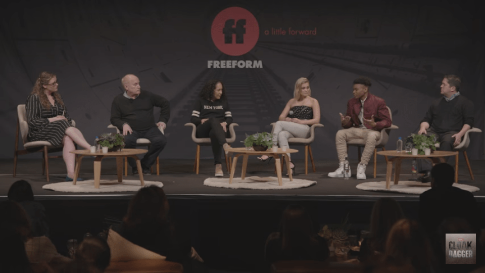 Screengrab of the "Cloak and Dagger" discussion at the Freeform Summit