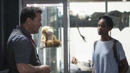 Douglas Hodge and Letitia Wright in Black Mirror