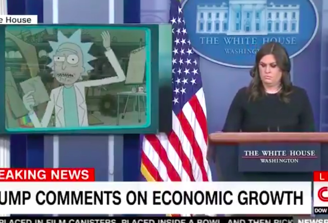 Trump press briefing video replace with Rick and Morty