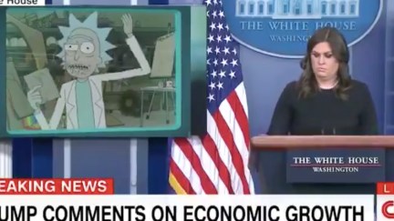 Trump press briefing video replace with Rick and Morty