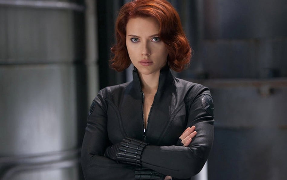 Black Widow with arms folded