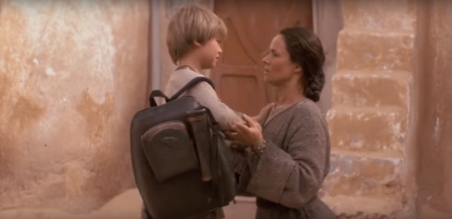 image: screencap Jake Lloyd and Pernilla August as Anakin and Shmi Skywalker in "Star Wars: The Phantom Menace"