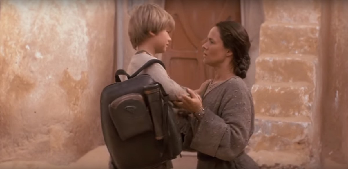 image: screencap Jake Lloyd and Pernilla August as Anakin and Shmi Skywalker in "Star Wars: The Phantom Menace"