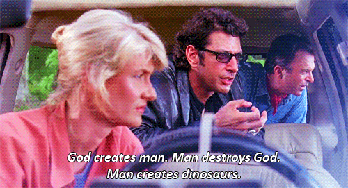 GIF of Laura Dern and Jeff Goldblum from Jurassic Park