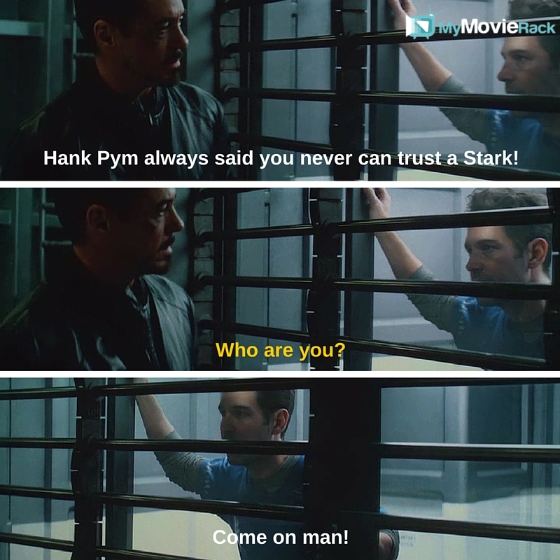 Tony Stark and Ant-Man in Captain America: Civil War
