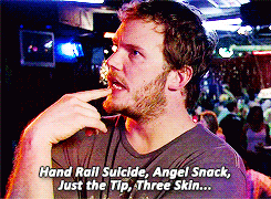 Andy Dwyer listing band names on Parks and Recreation