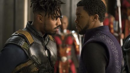 Michael B. Jordan and Chadwick Boseman in 'Black Panther'