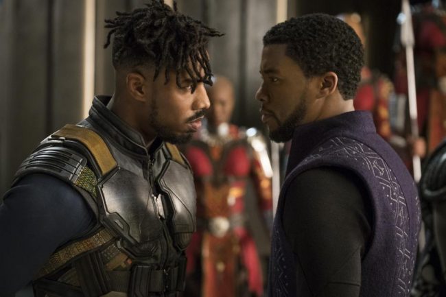 Michael B. Jordan and Chadwick Boseman in 'Black Panther'