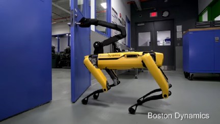 Screengrab of Boston Dynamics' video of their robot, SpotMini, opening a door