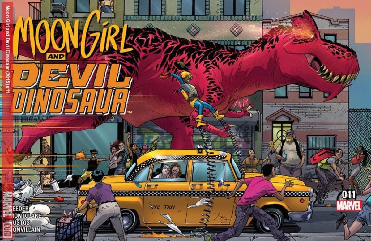 Cover for Marvel Comics' "Moon Girl and Devil Dinosaur" #11, drawn by Amy Reeder