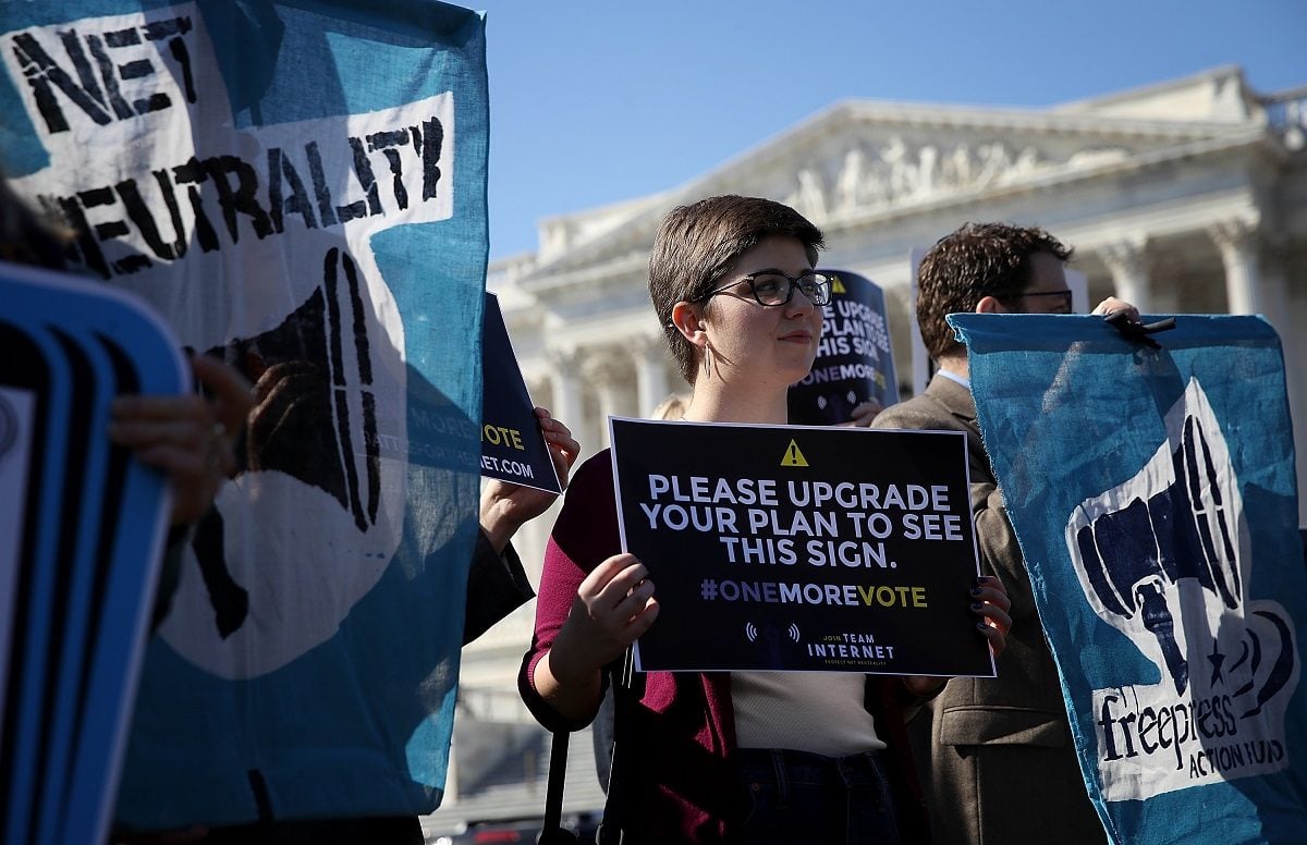 Protesters for an open internet and net neutrality (Photo by Win McNamee/Getty Images)
