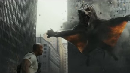 Screengrab of a flying giant wolf from the second trailer for 