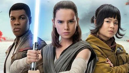 Daisy Ridley as Rey, John Boyega as Finn, and Kelly Marie Tran as Rose Tico in Star Wars: The Last Jedi