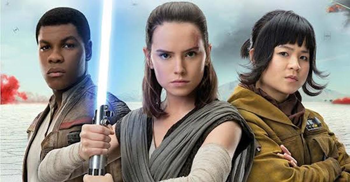 Daisy Ridley as Rey, John Boyega as Finn, and Kelly Marie Tran as Rose Tico in Star Wars: The Last Jedi