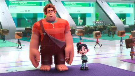 Wreck-It Ralph and Vanellope von Schweetz in a scene from 