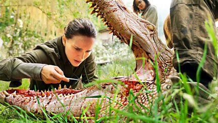Natalie Portman examines creature in Annihilation