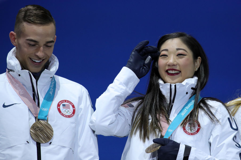 Mirai nagasu and adam rippon at Medal Plaza on February 12, 2018 in Pyeongchang-gun, South Korea. (Andreas Rentz/Getty Images)