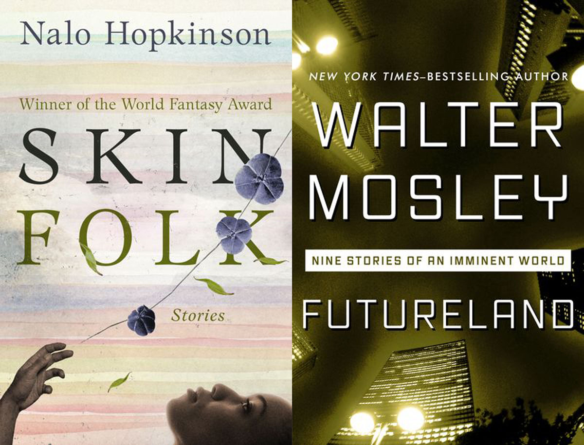 nalo hopkinson skin folk & walter mosley futureland book covers