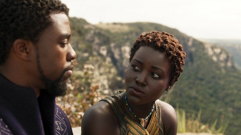 T'Challa and Nakia talk in Black Panther