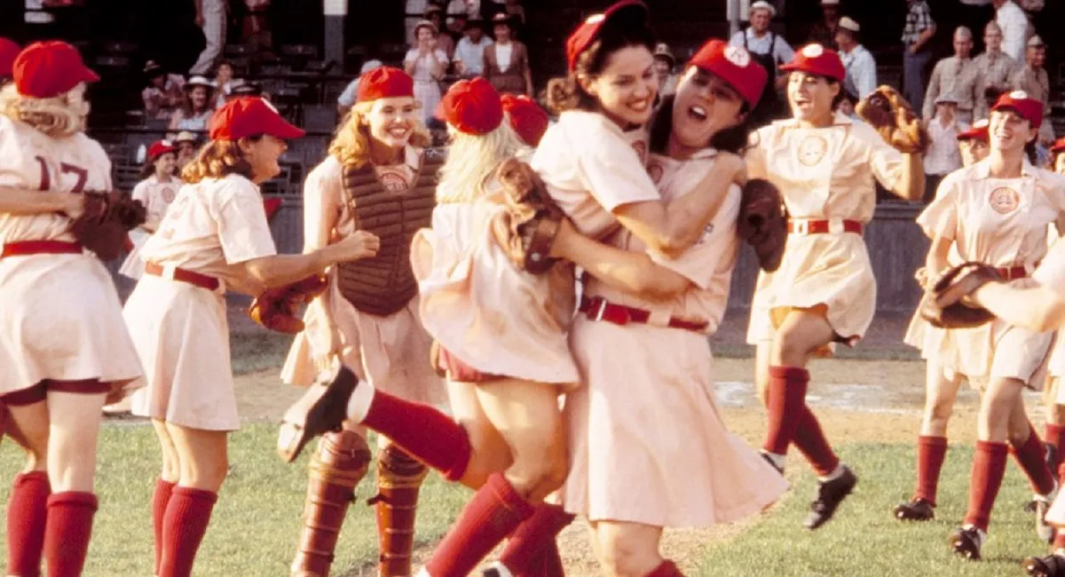 Image of the team celebrating in "A League of Their Own" (Credit: Columbia Pictures)