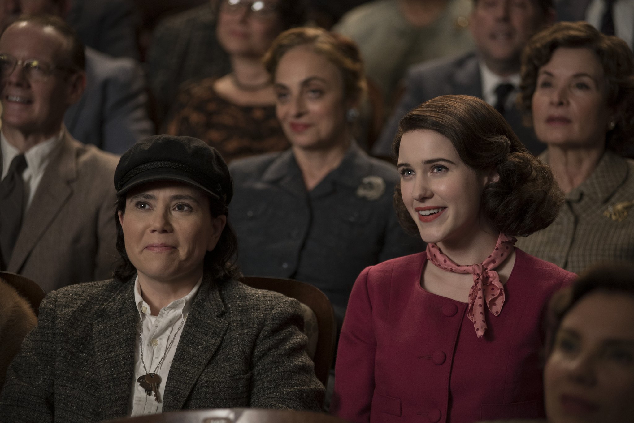 Alex Borstein and Rachel Broshanan in The Marvelous Mrs. Maisel