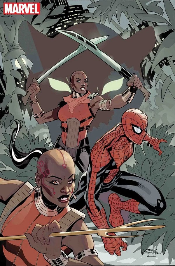 Rachel and Terry Dodson's cover image of the Dora Milaje for "Wakanda Forever: The Amazing Spider-Man" (Credit: Marvel Comics)