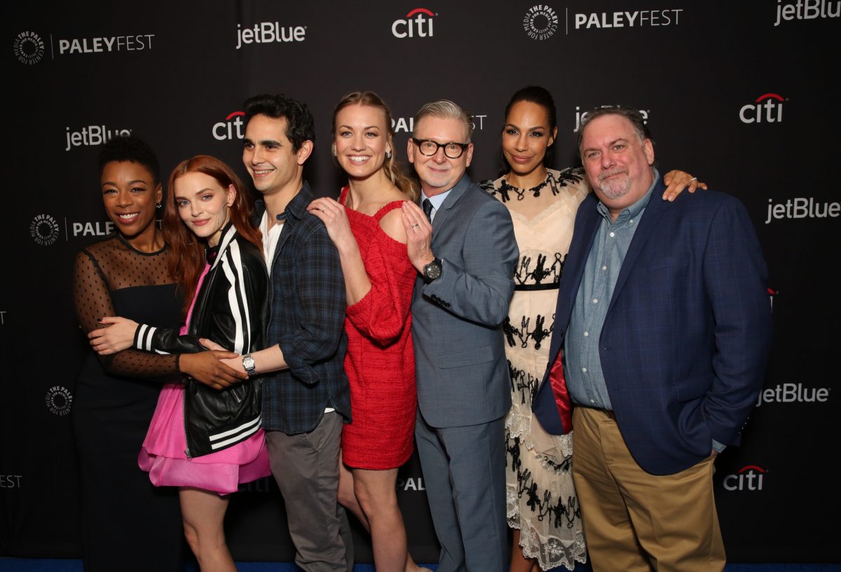 HOLLYWOOD, CA - MARCH 18: Cast and creatives of The Handmaid's Tale arrive at PaleyFest LA 2018 honoring The Handmaid's Tale, presented by The Paley Center for Media, at the DOLBY THEATRE on March 18, 2018 in Hollywood, California.