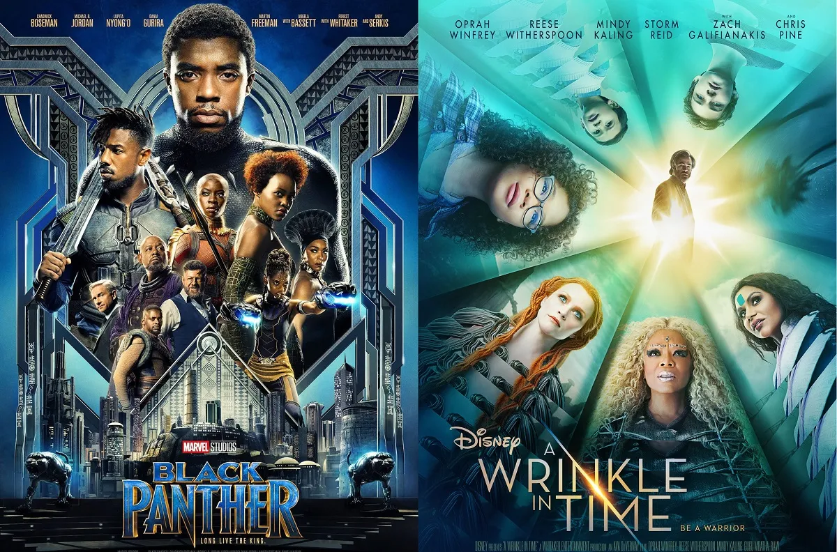 Posters for "Black Panther" and "A Wrinkle in Time"