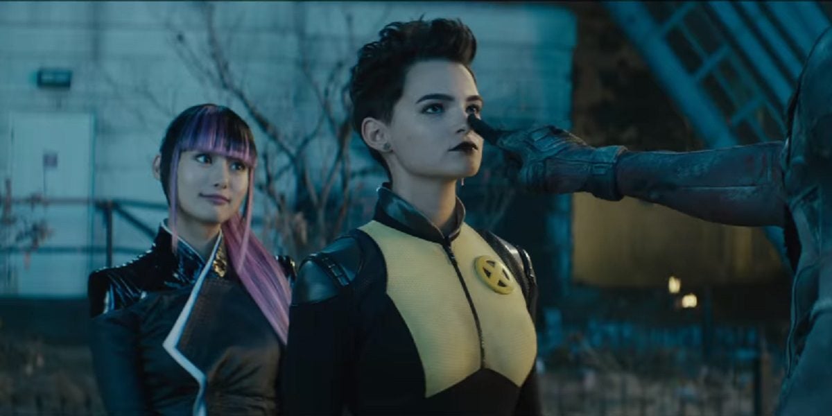Screengrab of Brianna Hildebrand as Negasonic Teenage Warhead and Shiori Kutsuna as an unnamed character in the trailer for "Deadpool 2" 