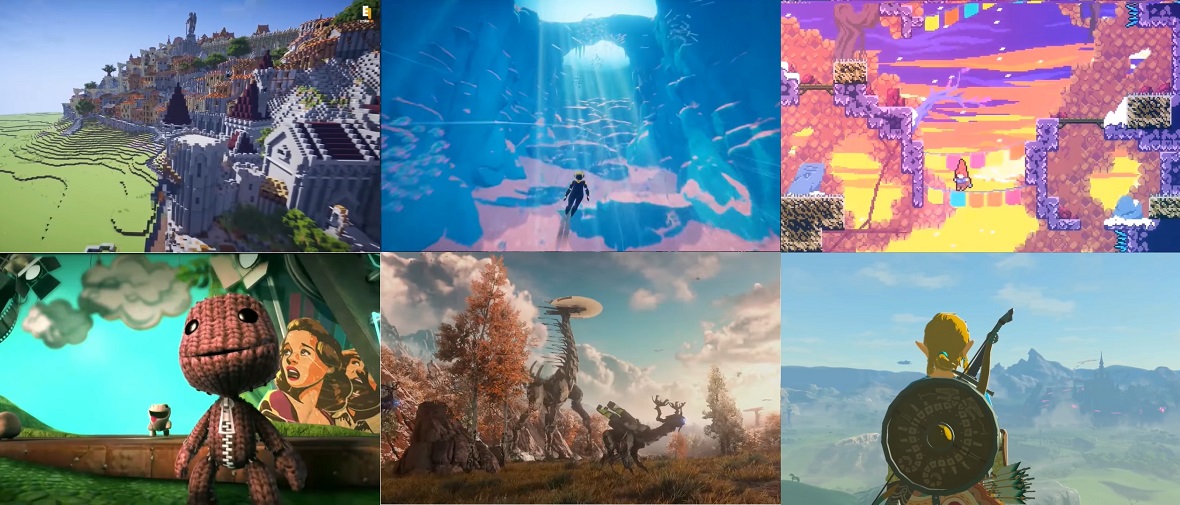 Screengrabs of the Game for Change video about the beauty of video games