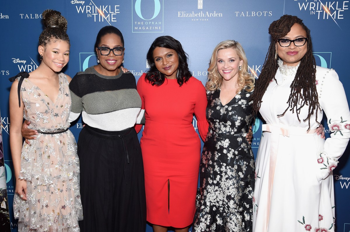 NEW YORK, NY - MARCH 07: Storm Reid, Oprah Winfrey, Mindy Kaling, Reese Witherspoon and Ava DuVernay attend as O, The Oprah Magazine hosts special NYC screening of "A Wrinkle In Time" at Walter Reade Theater at Walter Reade Theater on March 7, 2018 in New York City. 