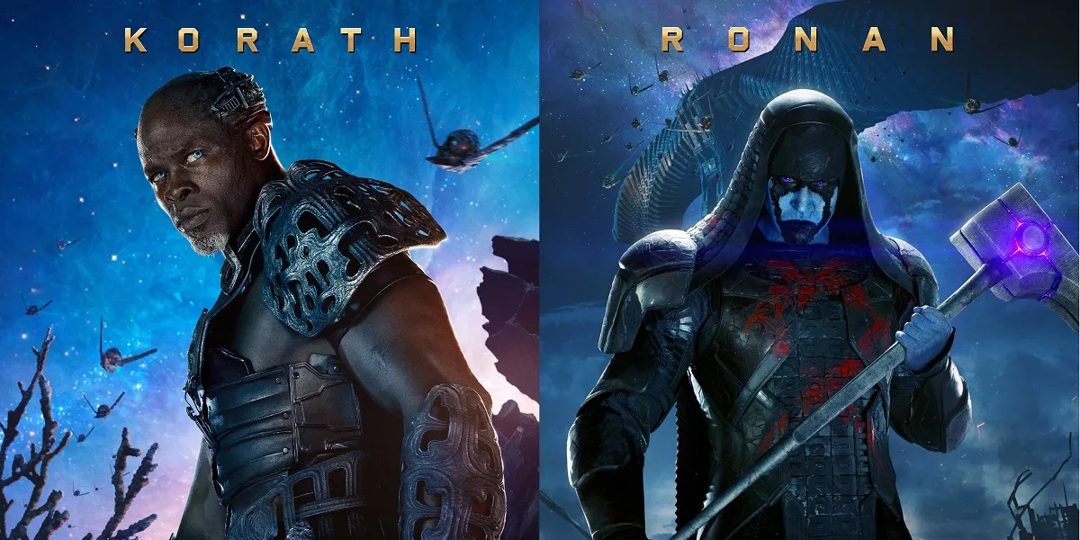Posters of Lee Pace as Ronan the Accuser and Djimon Hounsou as Korath the Pursuer from "Guardians of the Galaxy" (Credit: Marvel Entertainment)