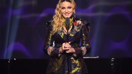NEW YORK, NY - DECEMBER 09: Madonna speaks on stage at the Billboard Women in Music 2016 event on December 9, 2016 in New York City.