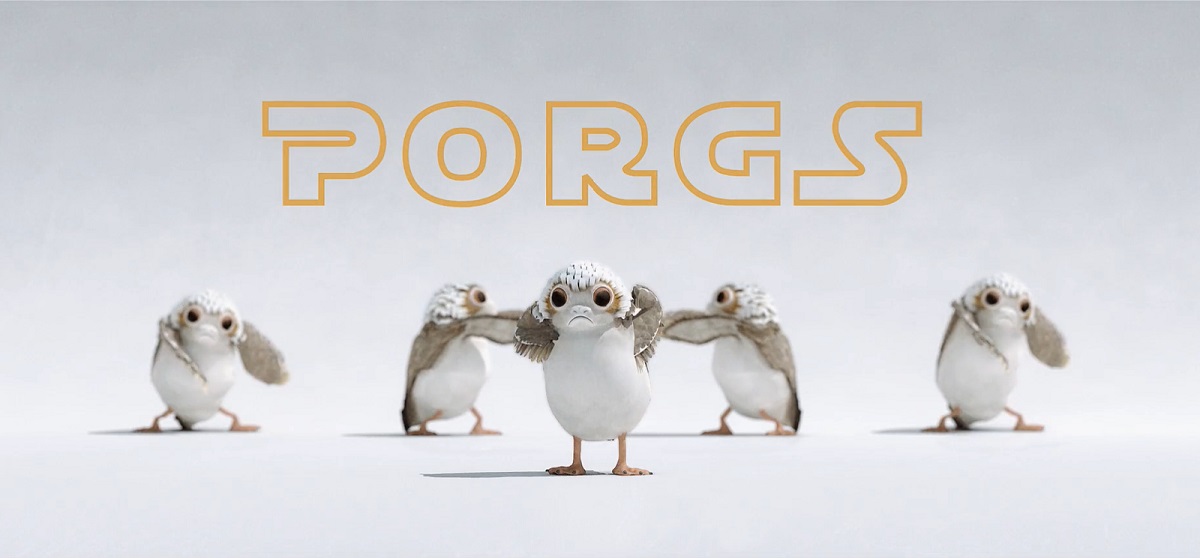 Screengrab of a Vimeo animation of dancing porgs from "Star Wars"