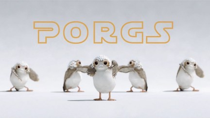 Screengrab of a Vimeo animation of dancing porgs from 
