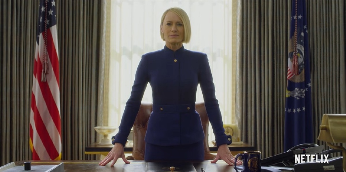 Screengrab of Robin Wright as Claire Underwood in the teaser for "House of Cards" Season 6