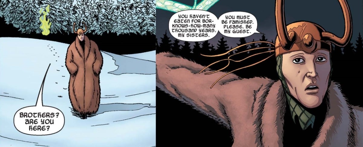 Images of Loki in a fur coat from "Siege: Loki" (Image: Marvel Comics) 