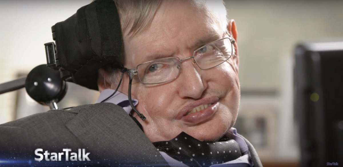 Stephen Hawking being interviewed by Neil deGrasse Tyson on "Star Talk"