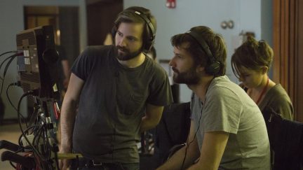 Behind-the-scenes photo of the Duffer Brothers on 