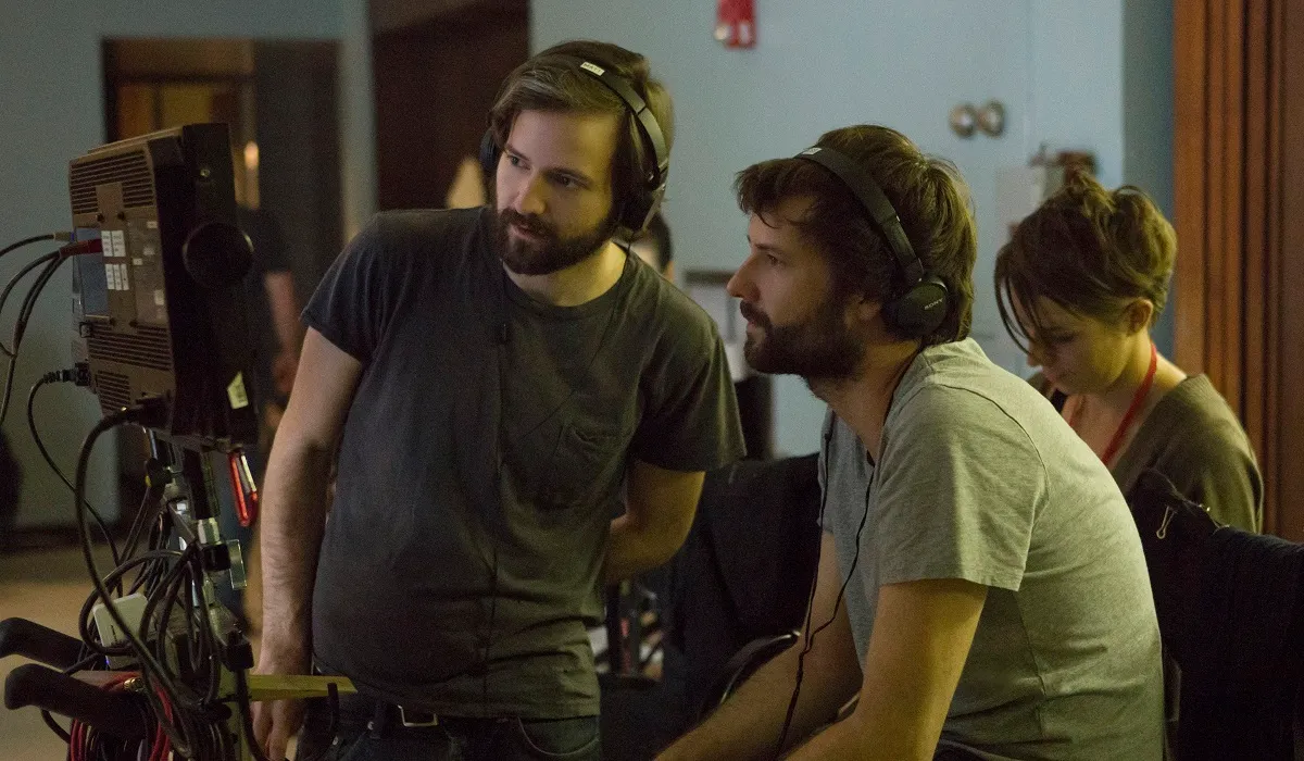 Behind-the-scenes photo of the Duffer Brothers on "Stranger Things" Season 2 (Credit: Netflix)