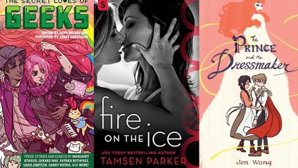 Secret Loves of Geeks, Fire on the Ice, and The Prince and the Dressmaker book covers